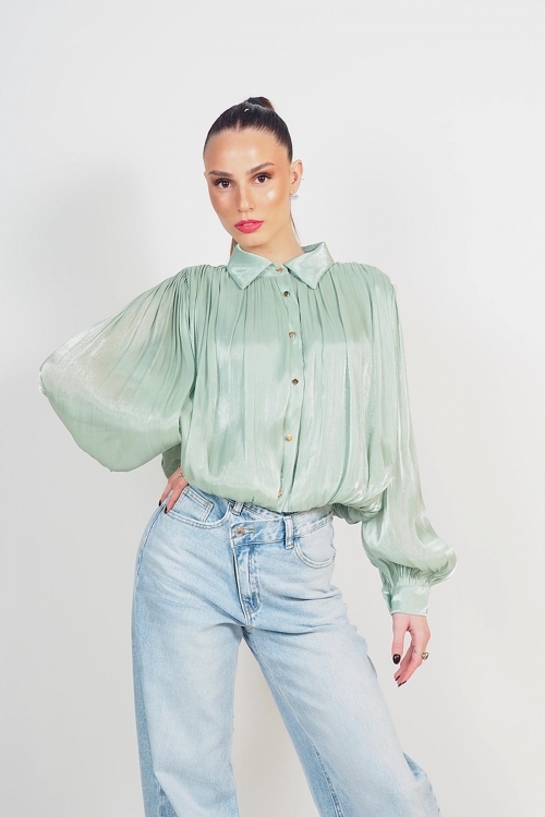 Balloon silky shirt