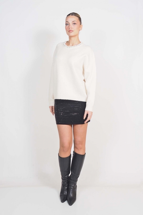 Beaded roundcut soft sweater Dione