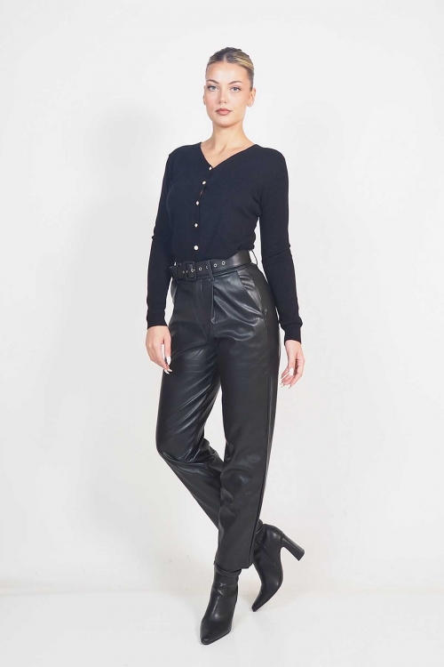Eco leather trousers with belt Elise