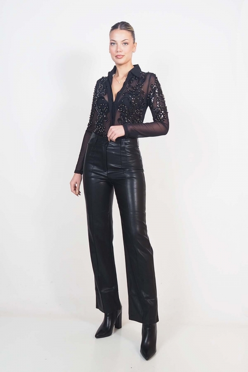 Emboidered crystal bodysuit