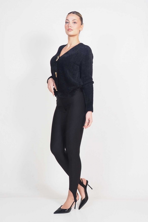 Fluffy cardigan with golden buttons