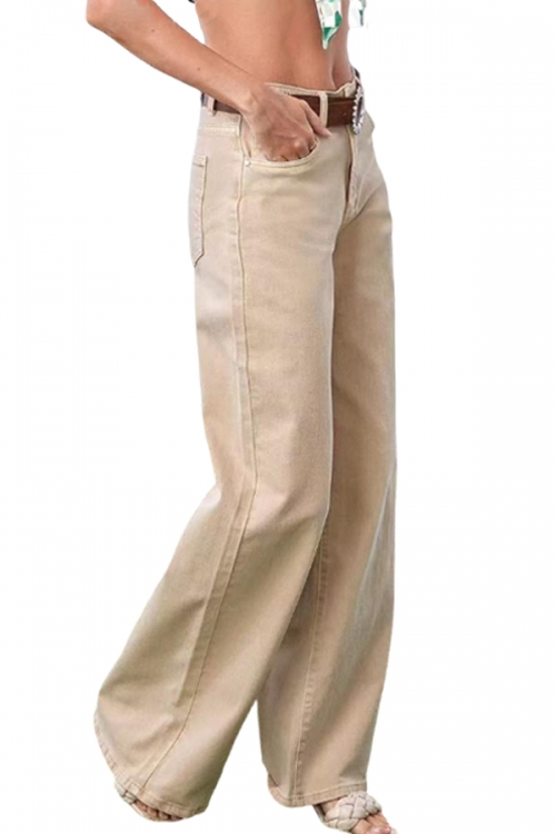 High waisted wide led jeans with belt Mandy