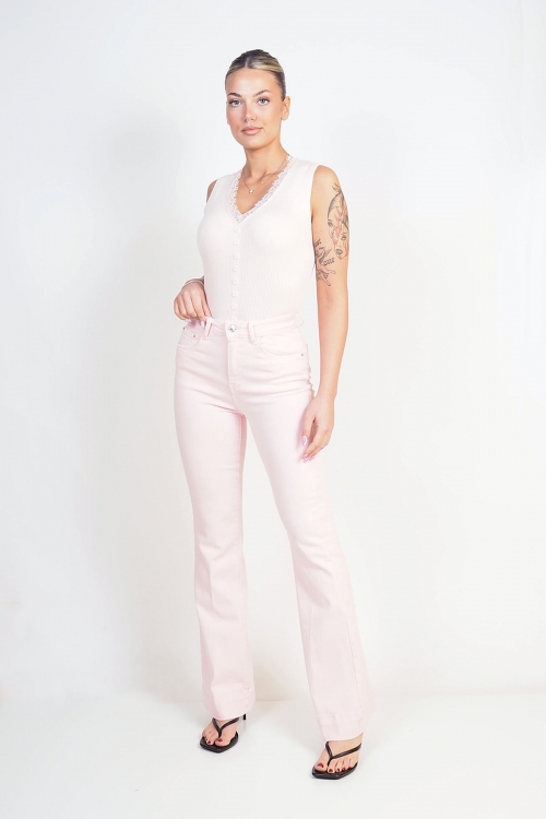 Knit top with buttons and lace