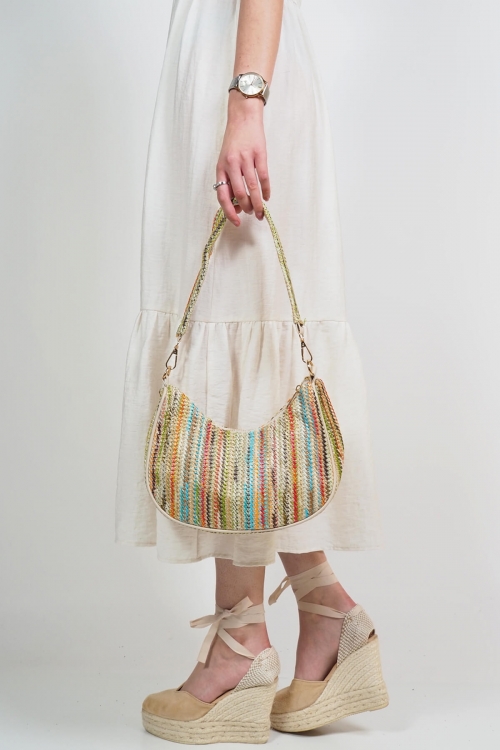 Ψάθινη shoulder multi coloured bag