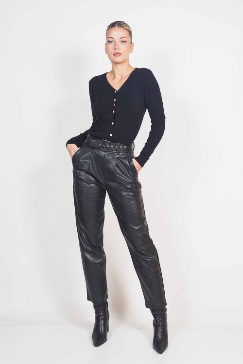 Soft knit cardigan with pearl button